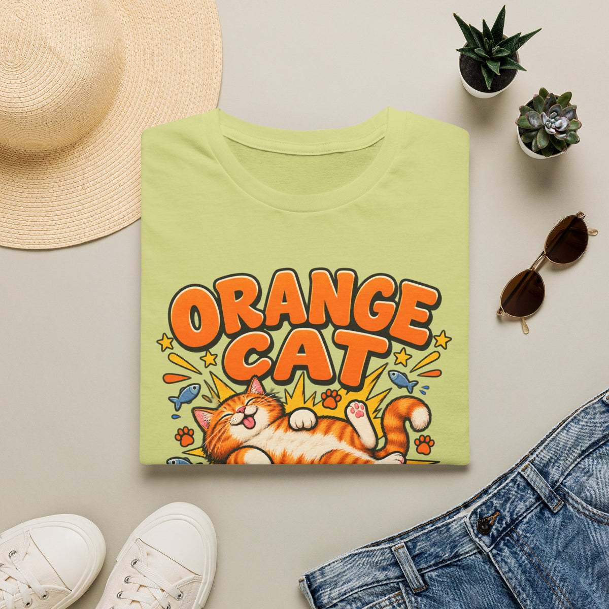 Orange Cat T‑Shirt — “Orange Cat Logic: No Thoughts, Just Vibes” Cute Retro Kitty Tee