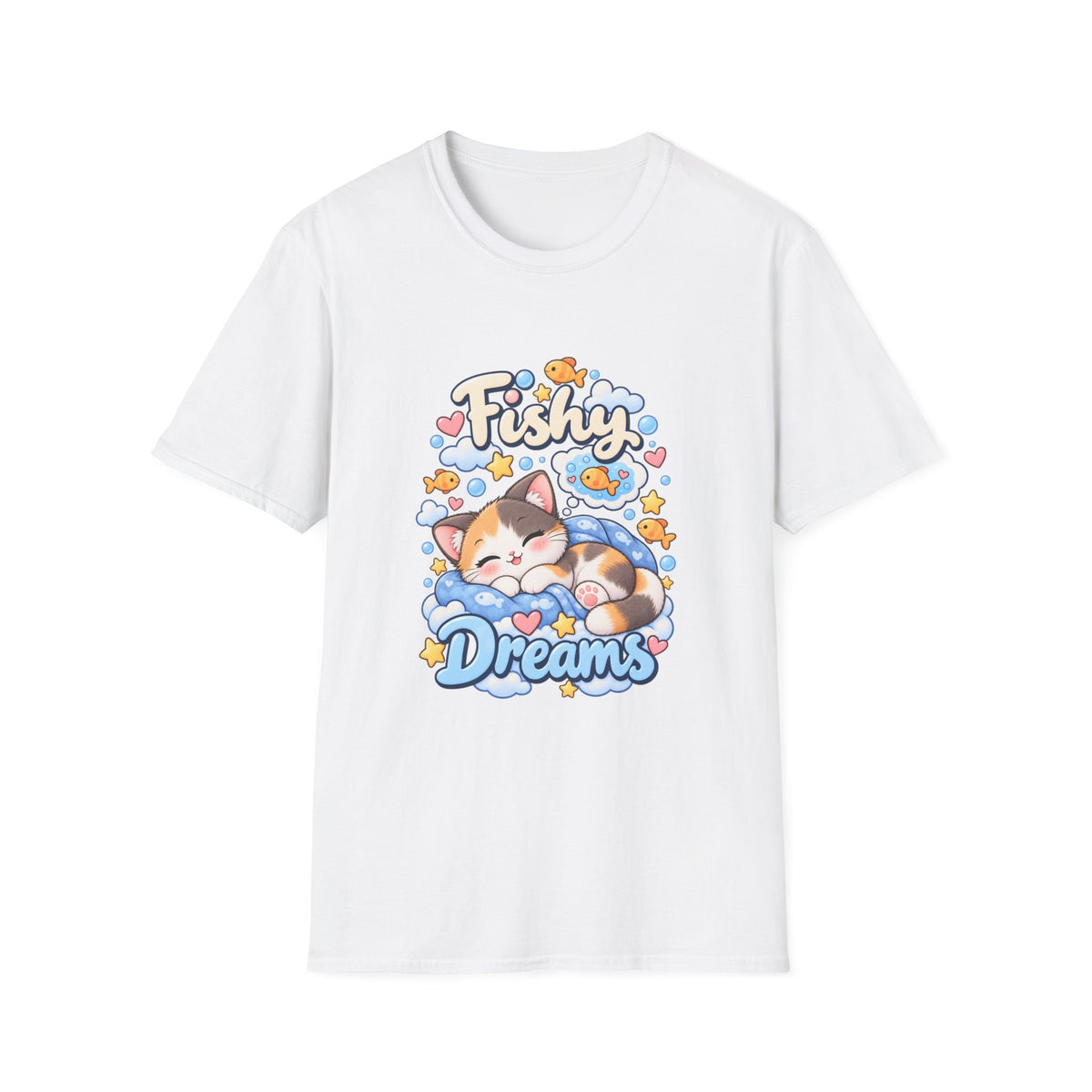 Fishy Dreams T-Shirt — Cute Cat & Goldfish Graphic Tee