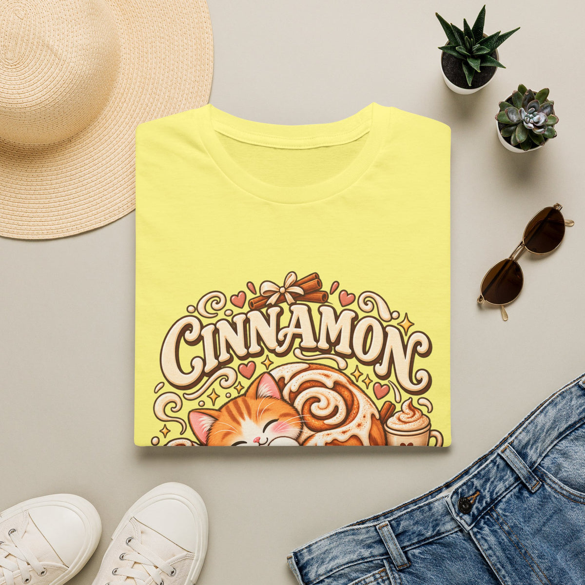 T-Shirt — "Cinnamon Roll Soul" Cute Cat & Pastry Graphic Tee