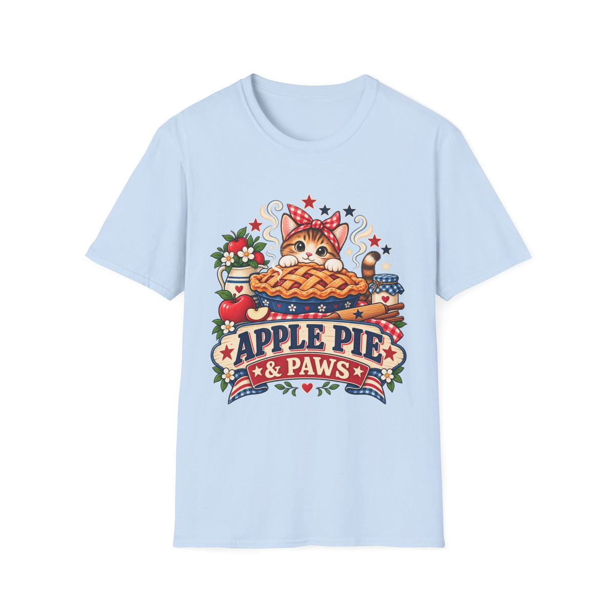 Apple Pie & Paws T-Shirt — Cute Cat Baking Graphic Tee