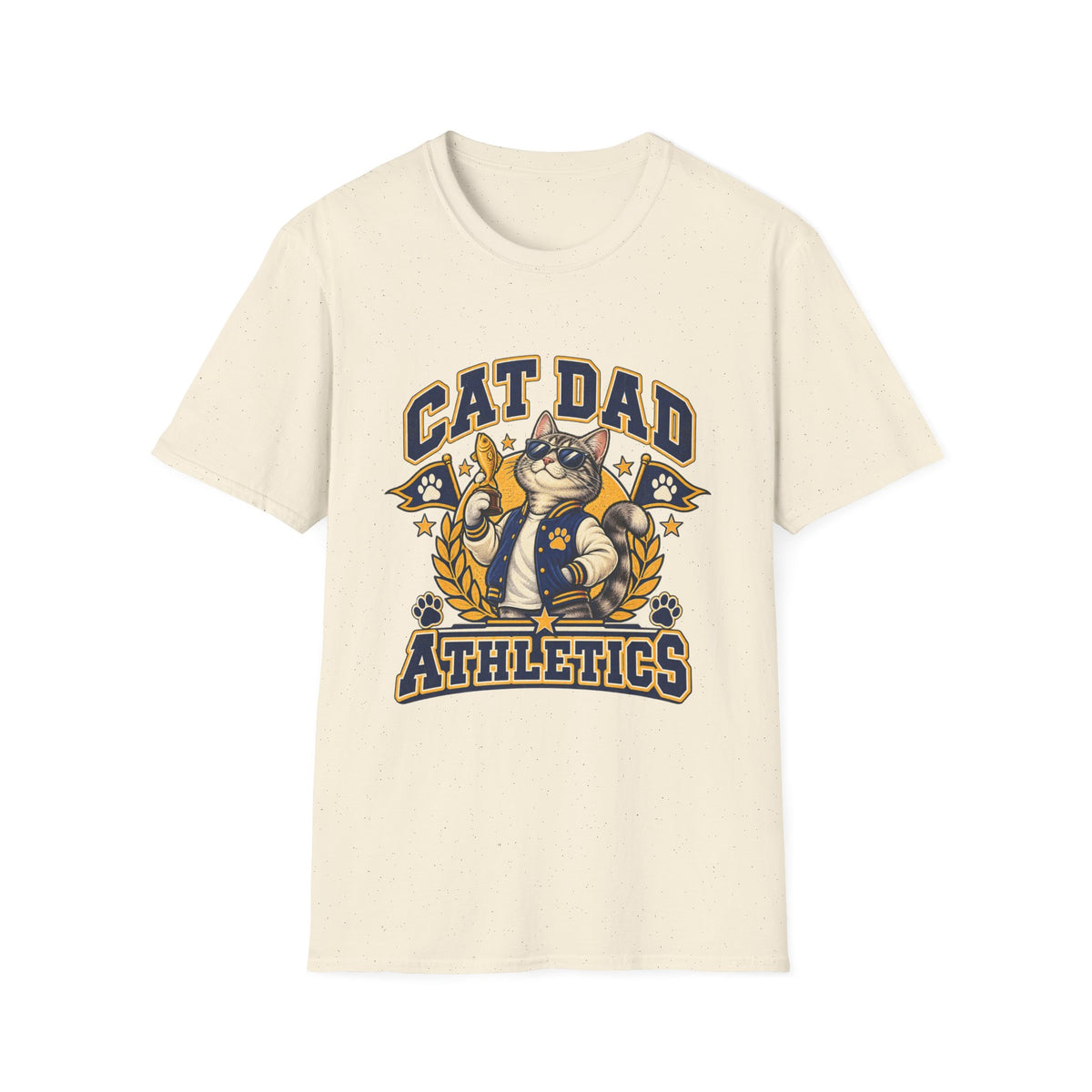 Cat Dad T-Shirt — Retro Athletic Cat Dad Graphic Tee