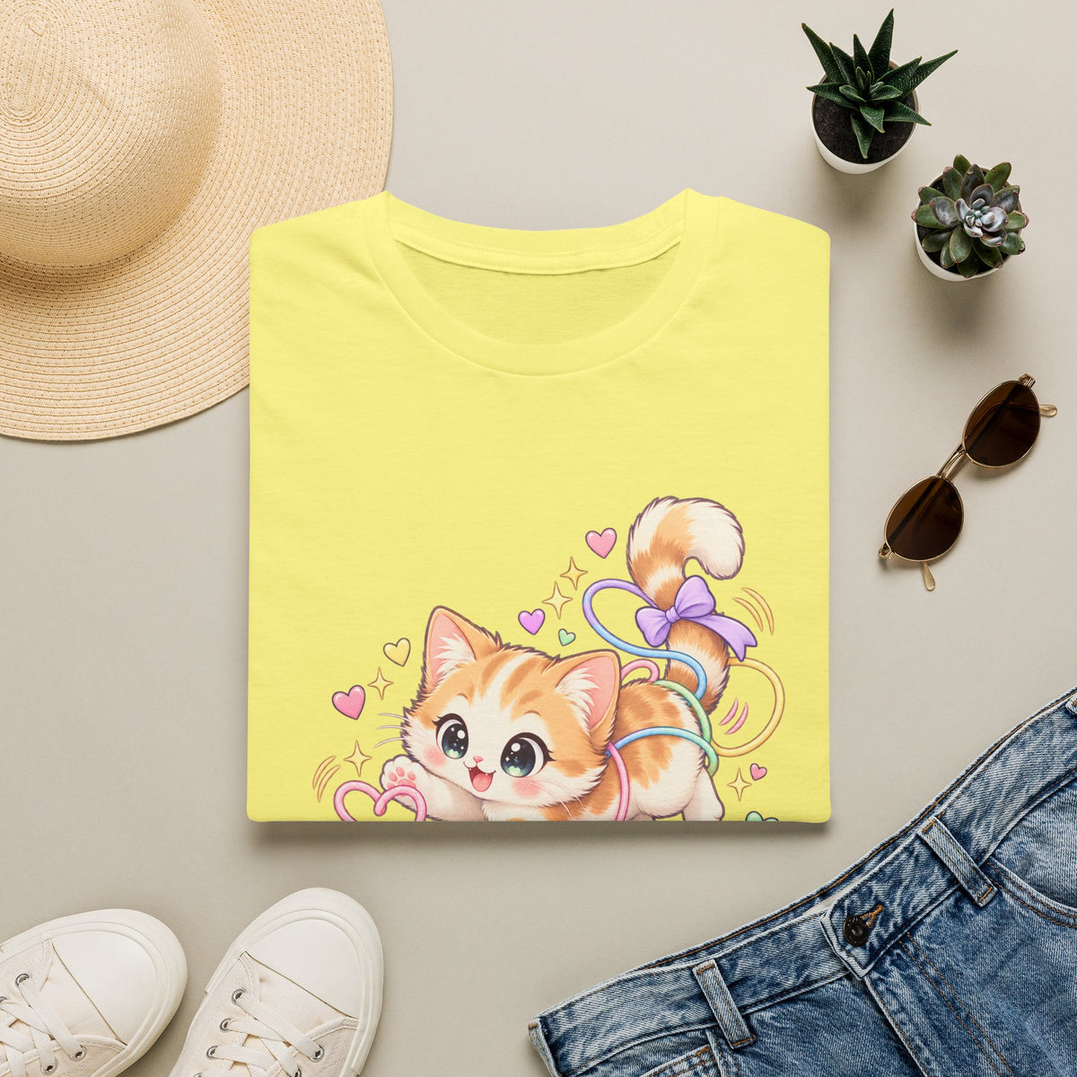Cute Kitten Graphic T-Shirt — "Tiny Chaos" Pastel Cat Design