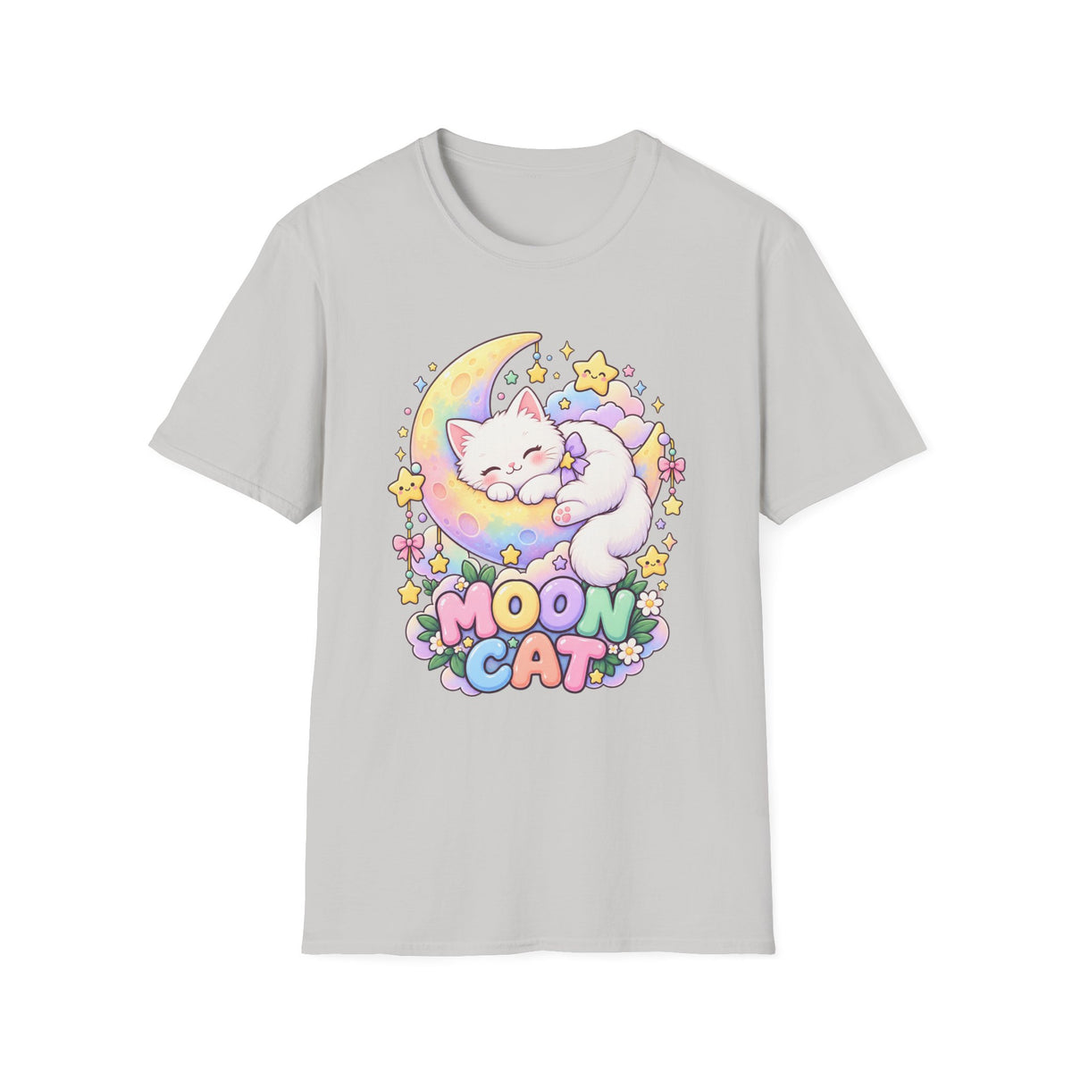 Moon Cat T-Shirt — Cute Sleeping Kitty on Crescent Moon