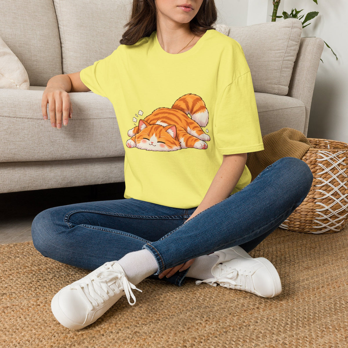 Sleeping Ginger Cat T-Shirt — Cute Napping Kitty Tee