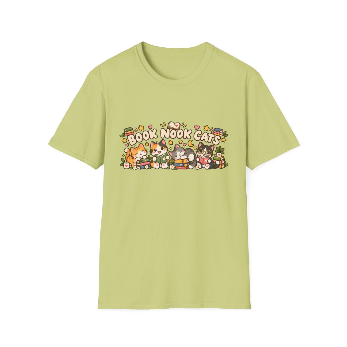 Book Nook Cats T-Shirt — Cute Reading Cat Graphic Tee for Book Lovers