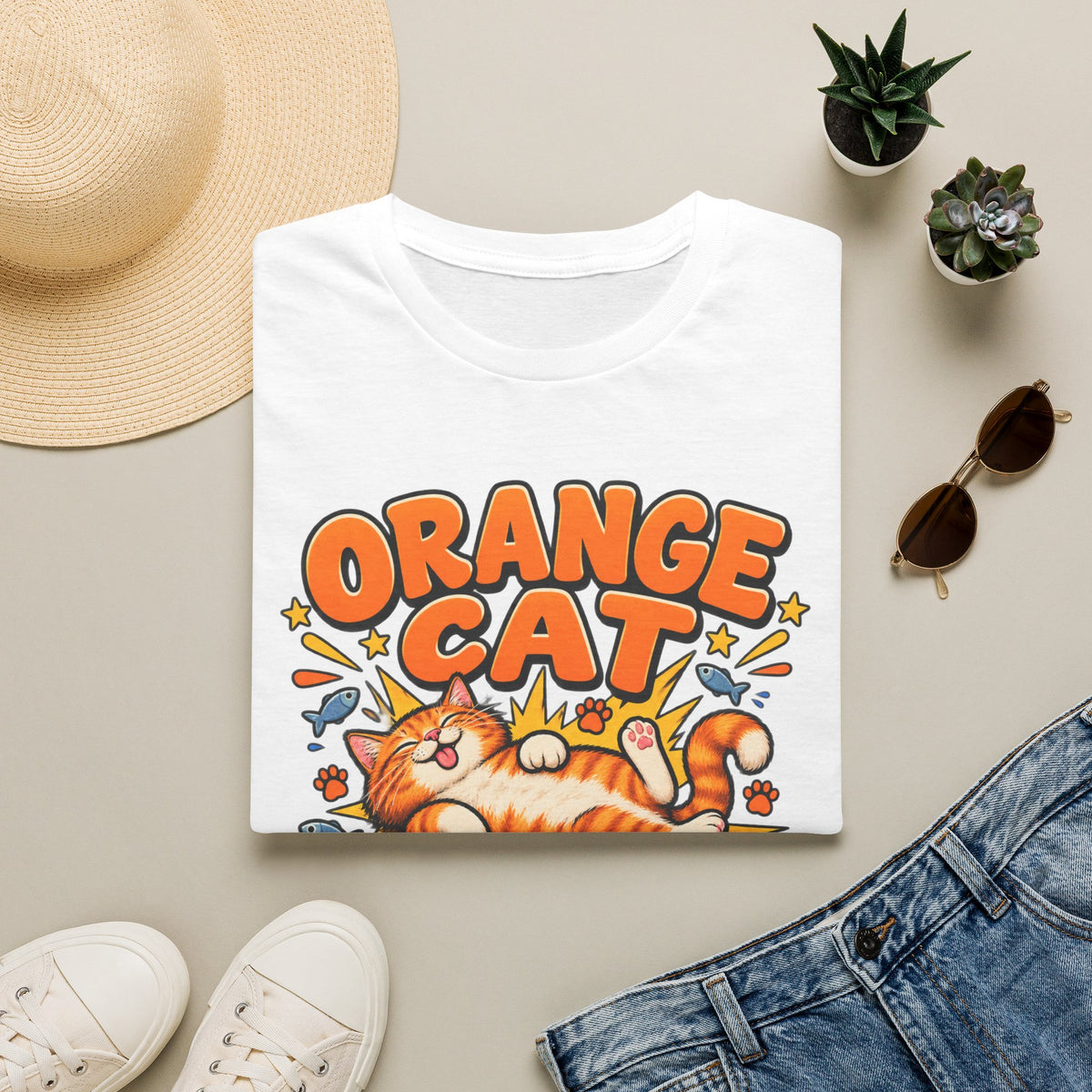 Orange Cat T‑Shirt — “Orange Cat Logic: No Thoughts, Just Vibes” Cute Retro Kitty Tee