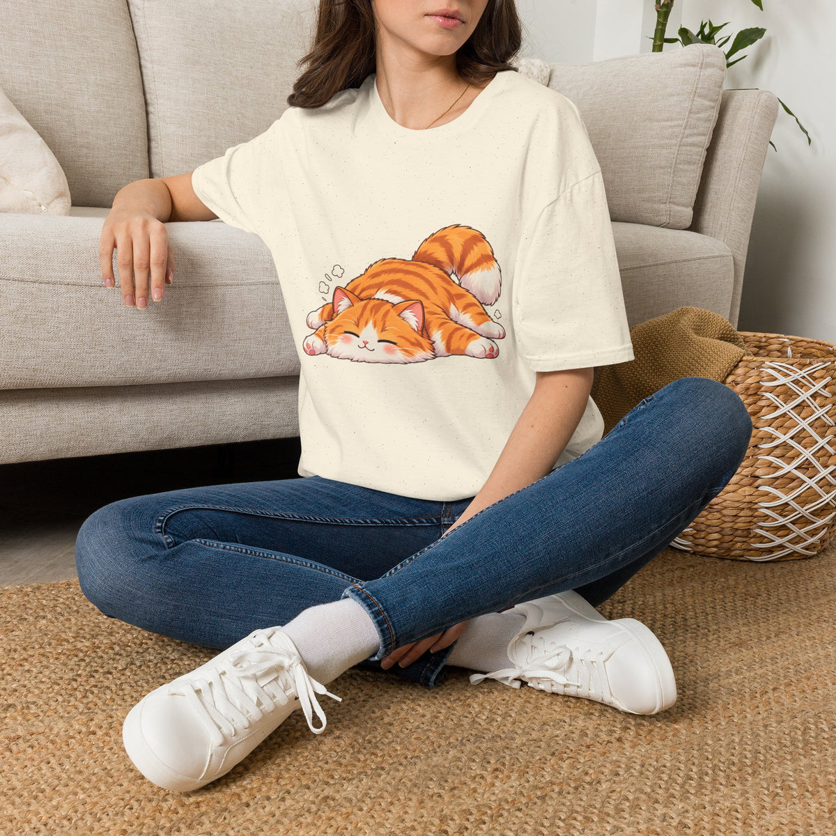Sleeping Ginger Cat T-Shirt — Cute Napping Kitty Tee