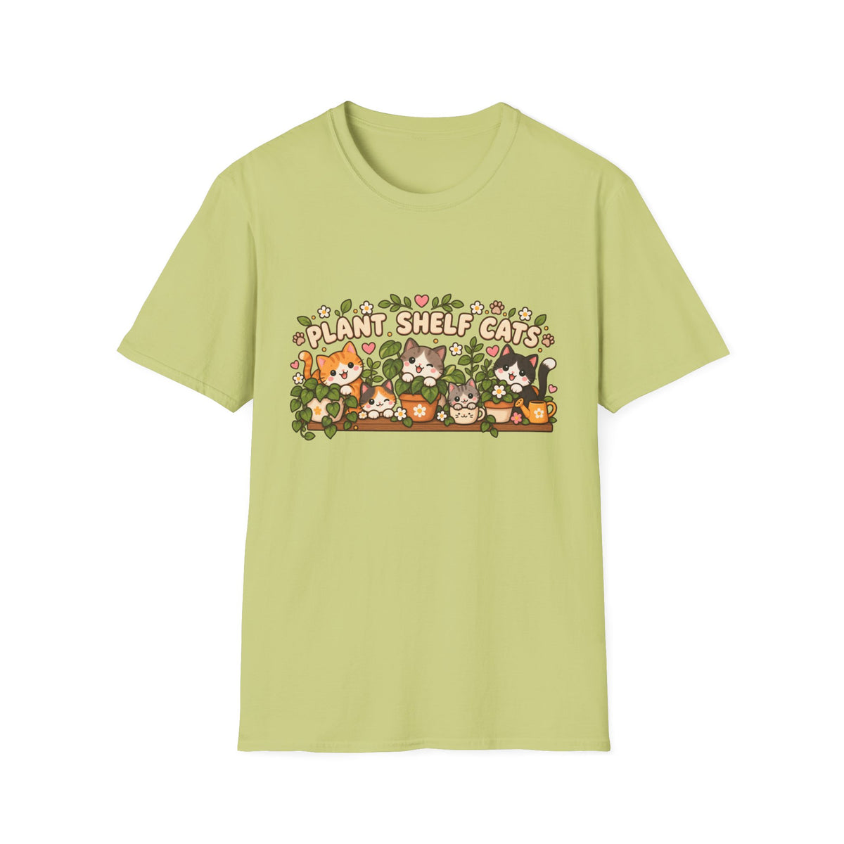 Plant Shelf Cats T-Shirt — Cute Houseplant & Cat Graphic Tee