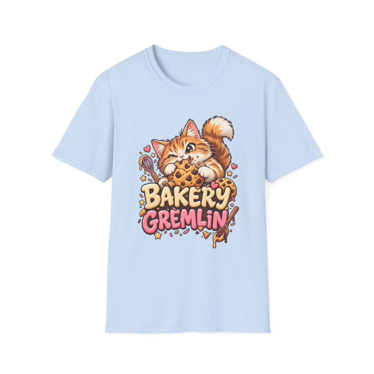 Bakery Gremlin Cat T-Shirt — Cute Cookie-Loving Kitty Graphic Tee