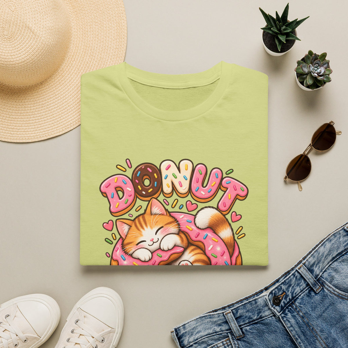 Donut Disturb Cat T-Shirt — Cute Sleeping Kitty Donut Graphic Tee
