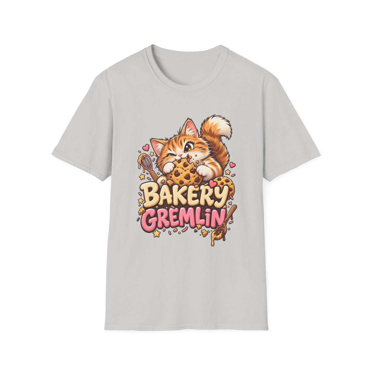 Bakery Gremlin Cat T-Shirt — Cute Cookie-Loving Kitty Graphic Tee