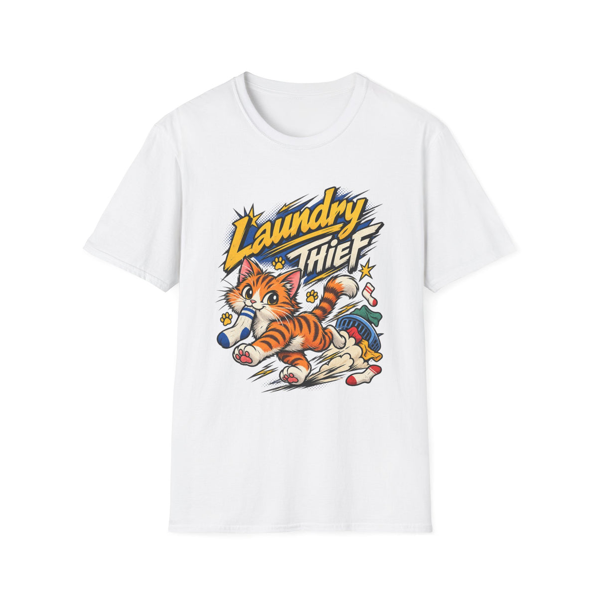 T-Shirt — 'Laundry Thief' Funny Cat Graphic Tee