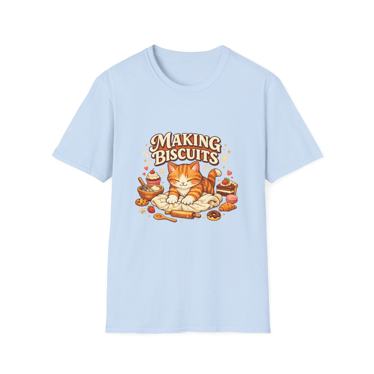 T-Shirt — "Making Biscuits" Cute Cat Graphic Tee — Cozy Cat Mom Gift