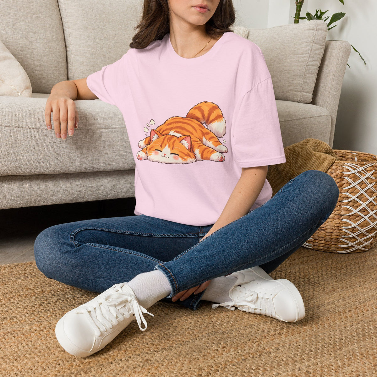 Sleeping Ginger Cat T-Shirt — Cute Napping Kitty Tee