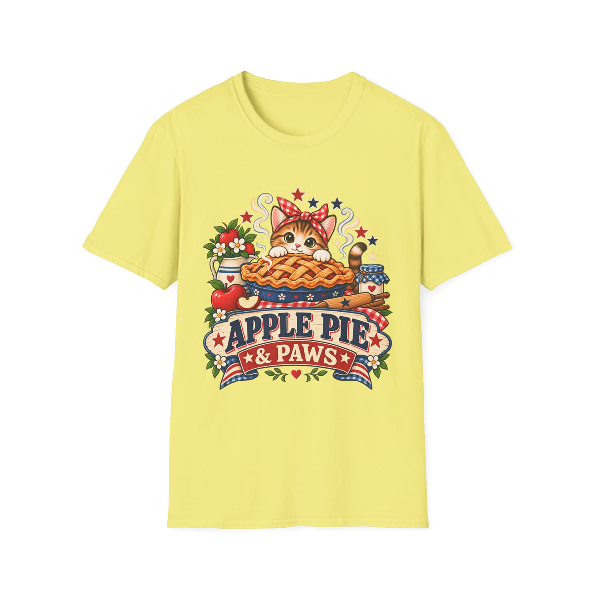 Apple Pie & Paws T-Shirt — Cute Cat Baking Graphic Tee