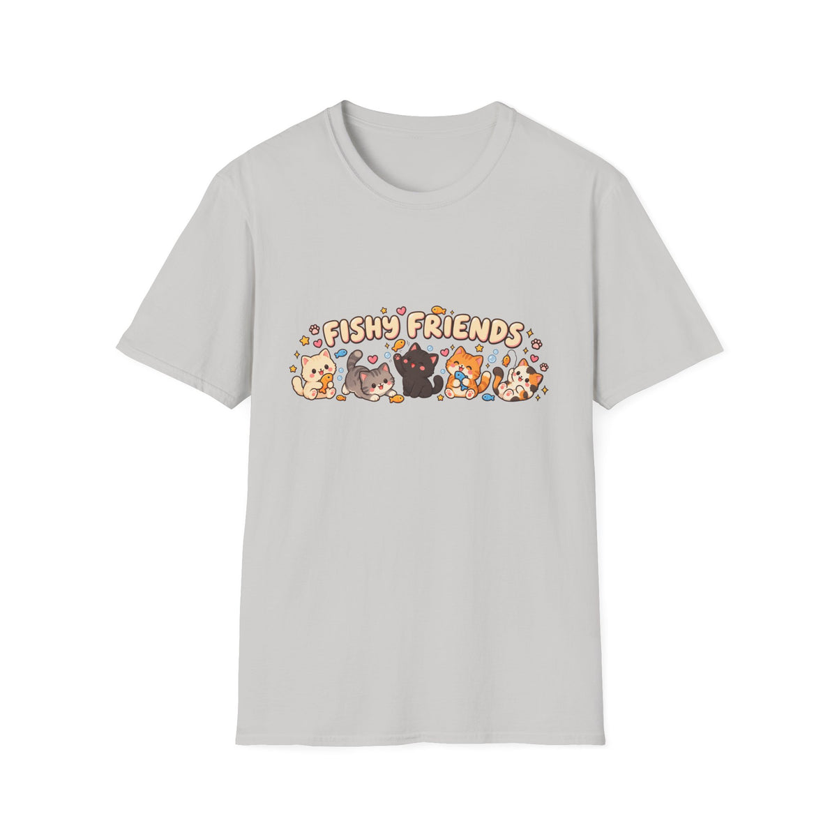 T-Shirt — Cute "Fishy Friends" Cat Graphic Tee | Kawaii Cat Lover Gift