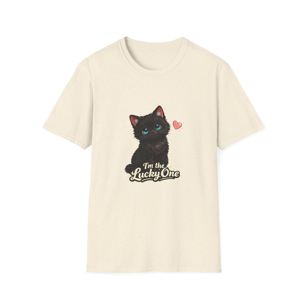 Black Kitten "I'm the Lucky One" T-Shirt — Cute Cat Graphic Tee for Cat Lovers