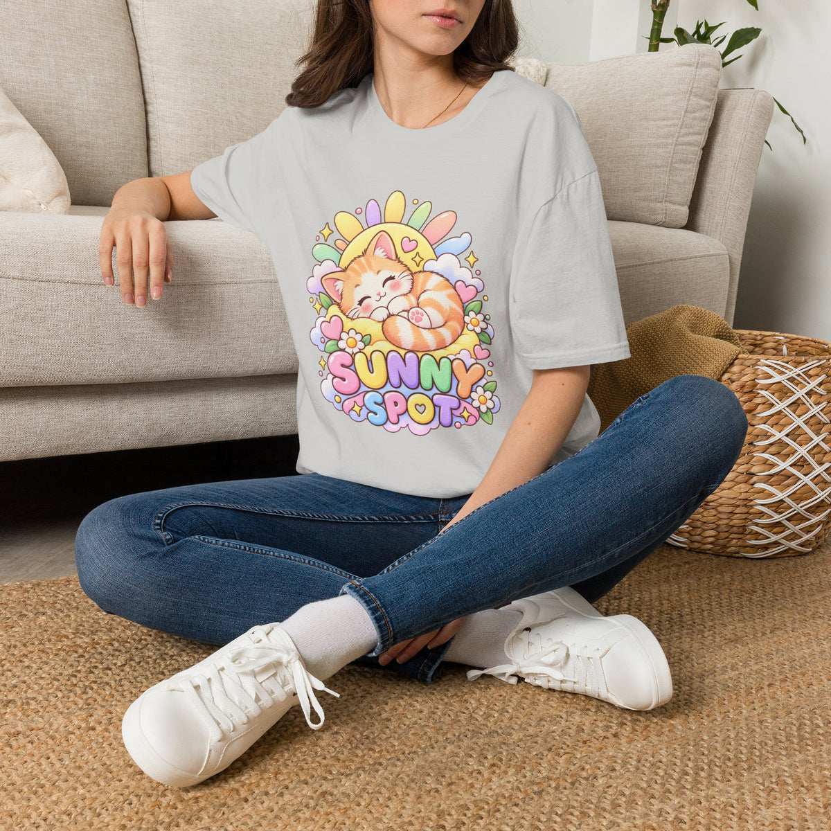 Sunny Spot Cat T-Shirt — Cute Sleeping Kitten Graphic Tee