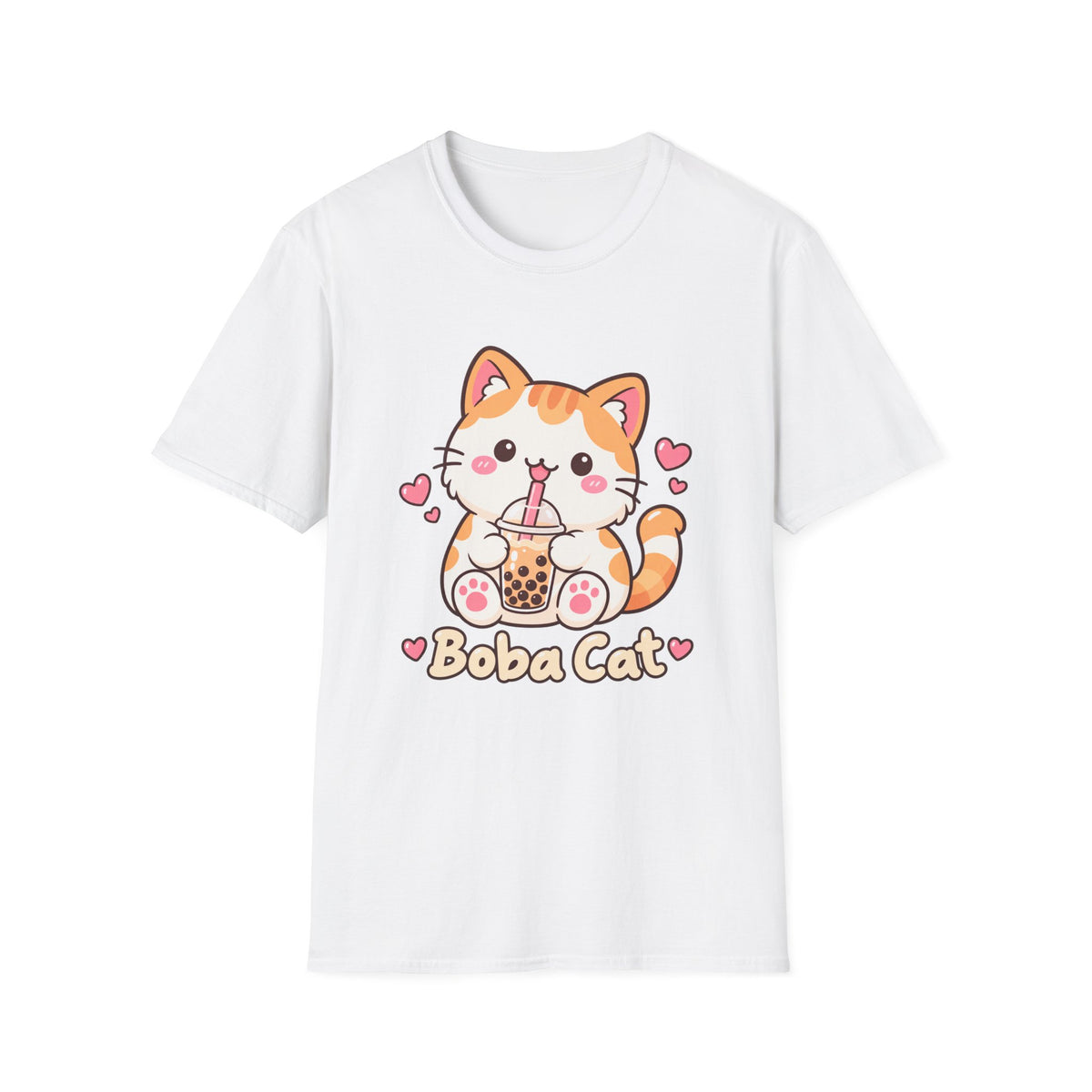 Boba Cat Cute Kawaii Bubble Tea Graphic Tee