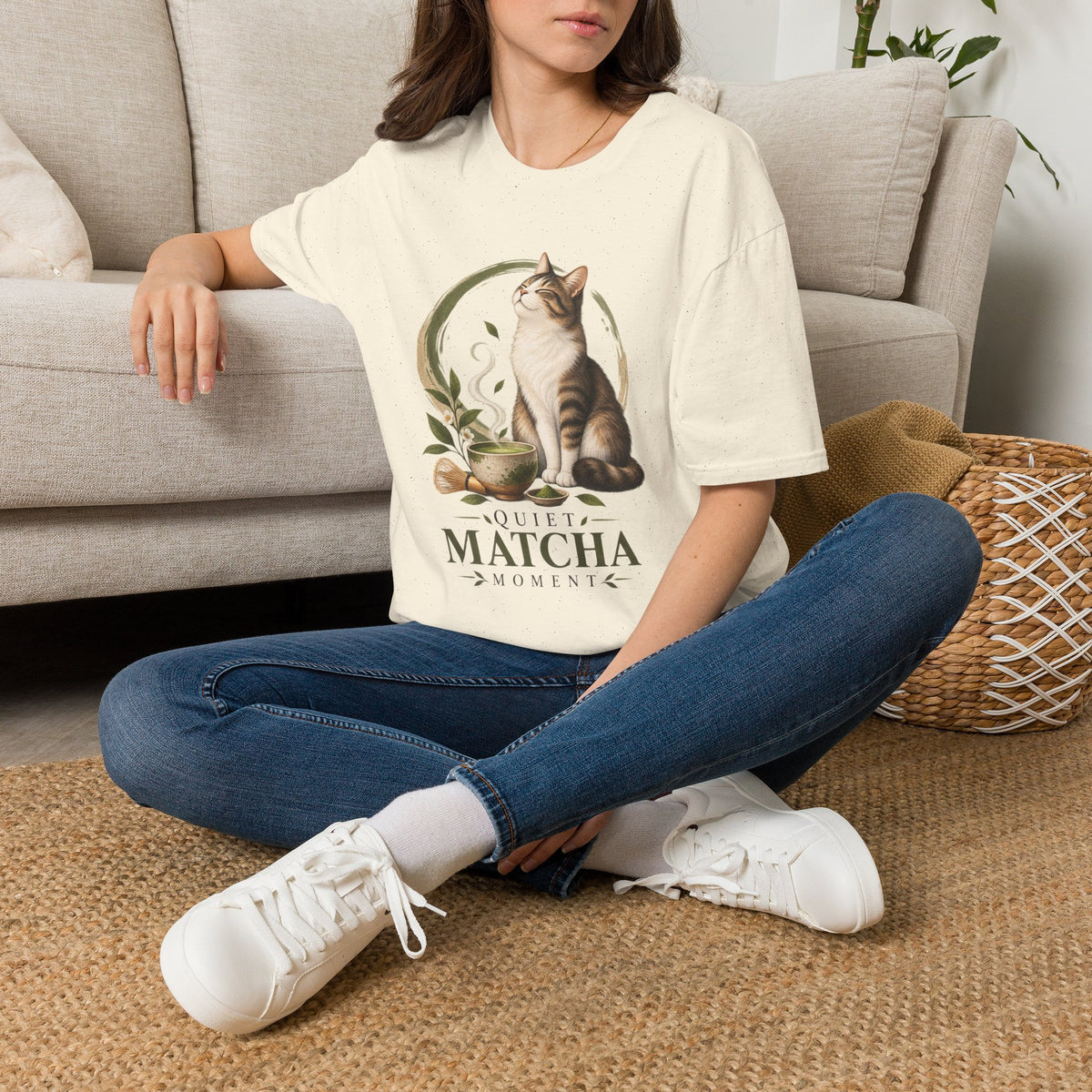Matcha Cat T-Shirt — Cute Tea Lover Graphic Tee