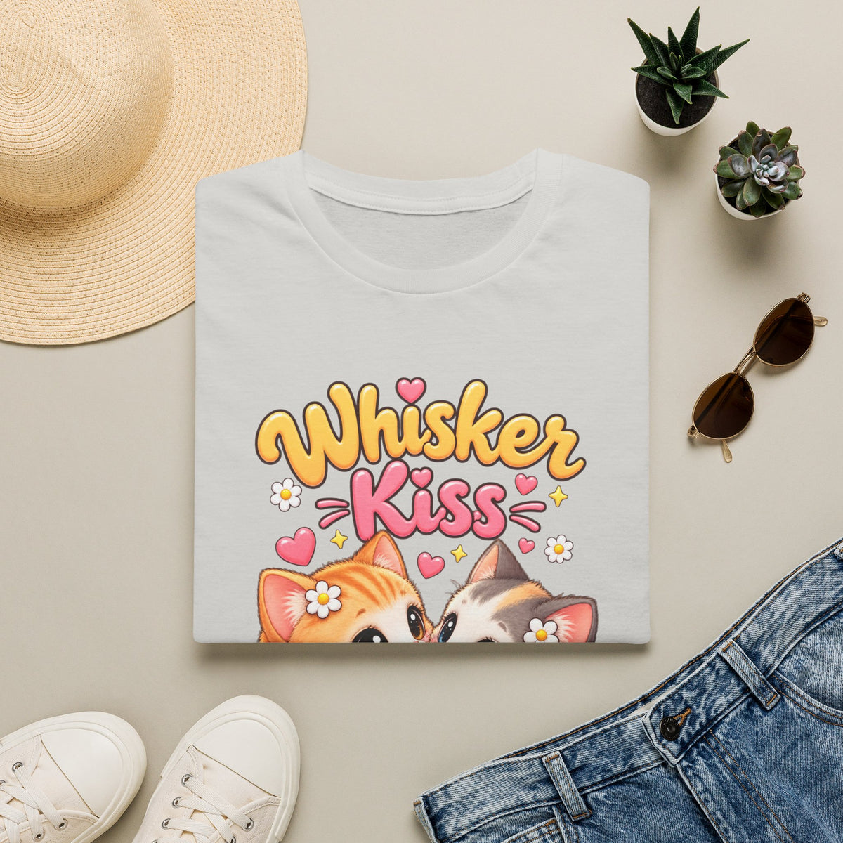 Whisker Kiss T-Shirt — Cute Kissing Kittens Graphic Tee
