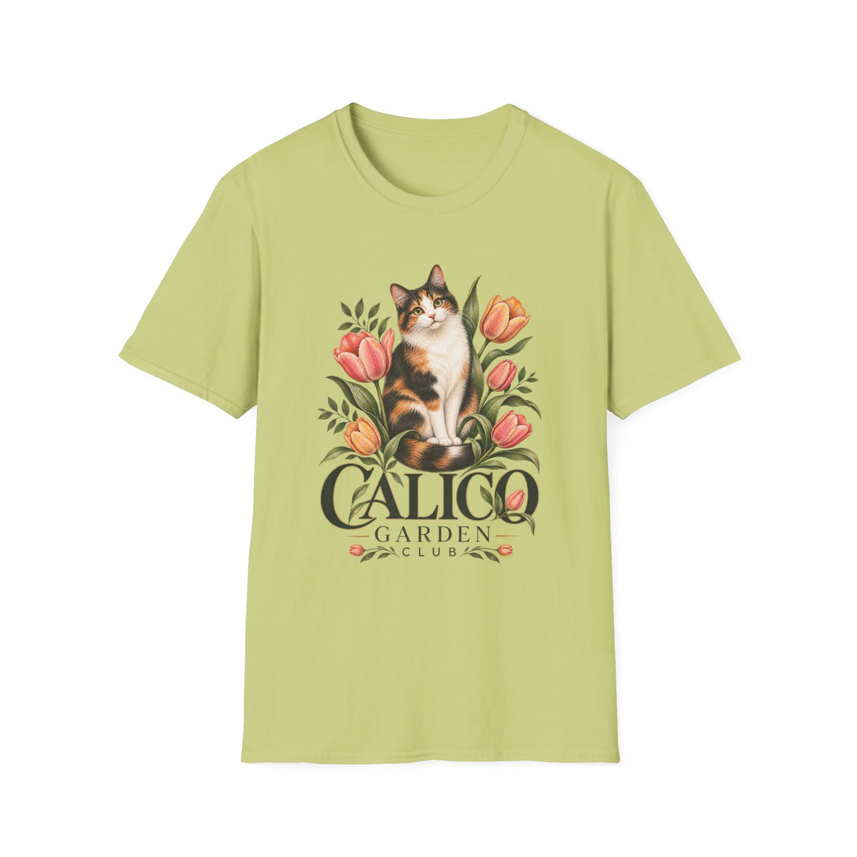 Calico Garden Cat T-Shirt — Floral Cat Lover Tee