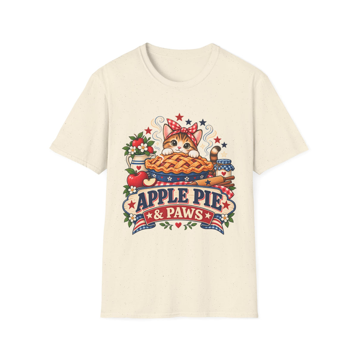 Apple Pie & Paws T-Shirt — Cute Cat Baking Graphic Tee