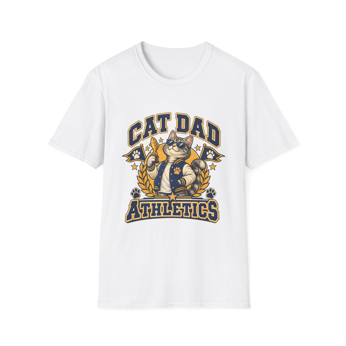 Cat Dad T-Shirt — Retro Athletic Cat Dad Graphic Tee
