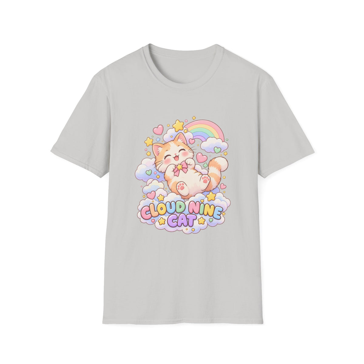 Cloud Nine Cat T-Shirt — Cute Rainbow Kitty Graphic Tee