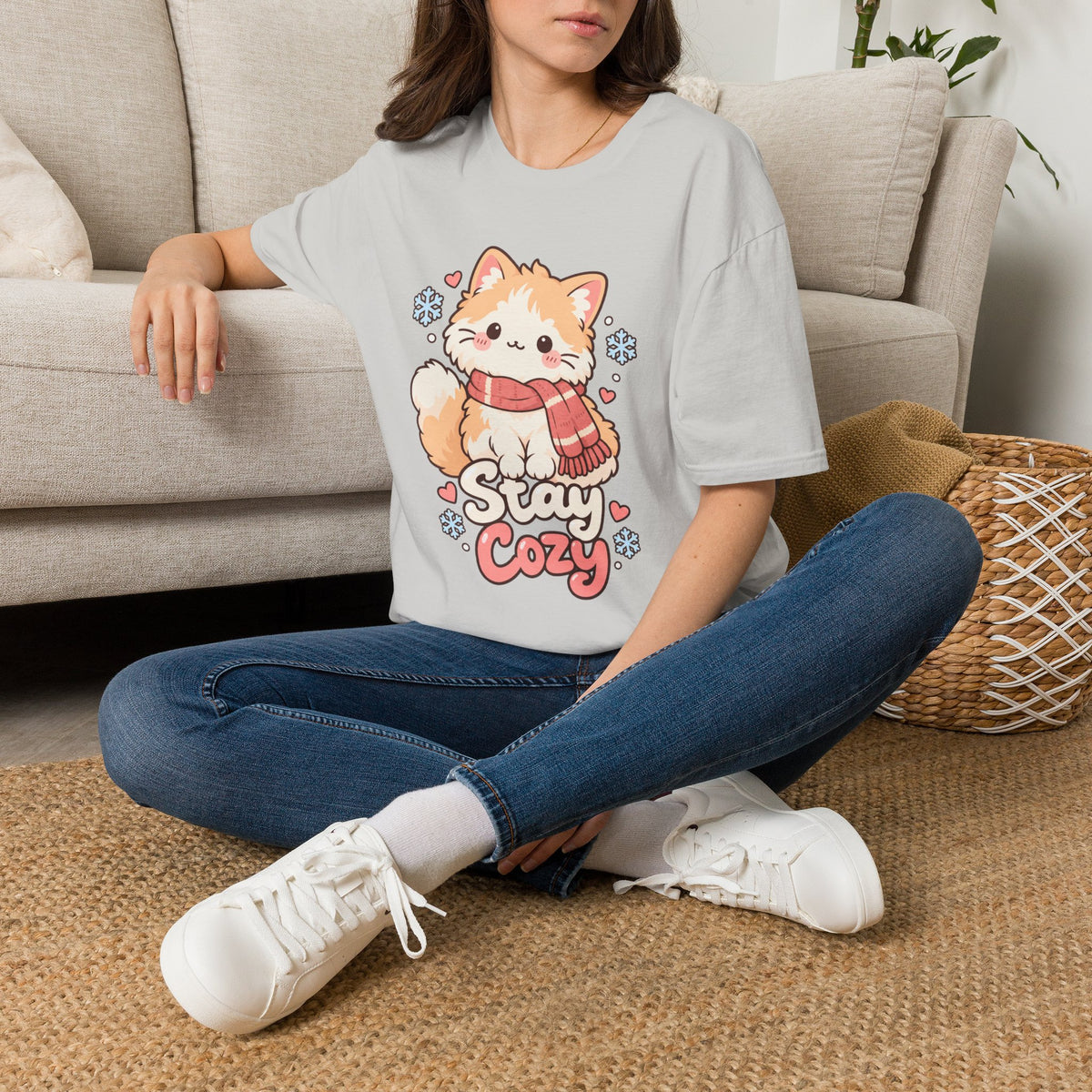 Cozy Cat T-Shirt — "Stay Cozy" Winter Kitten Graphic Tee