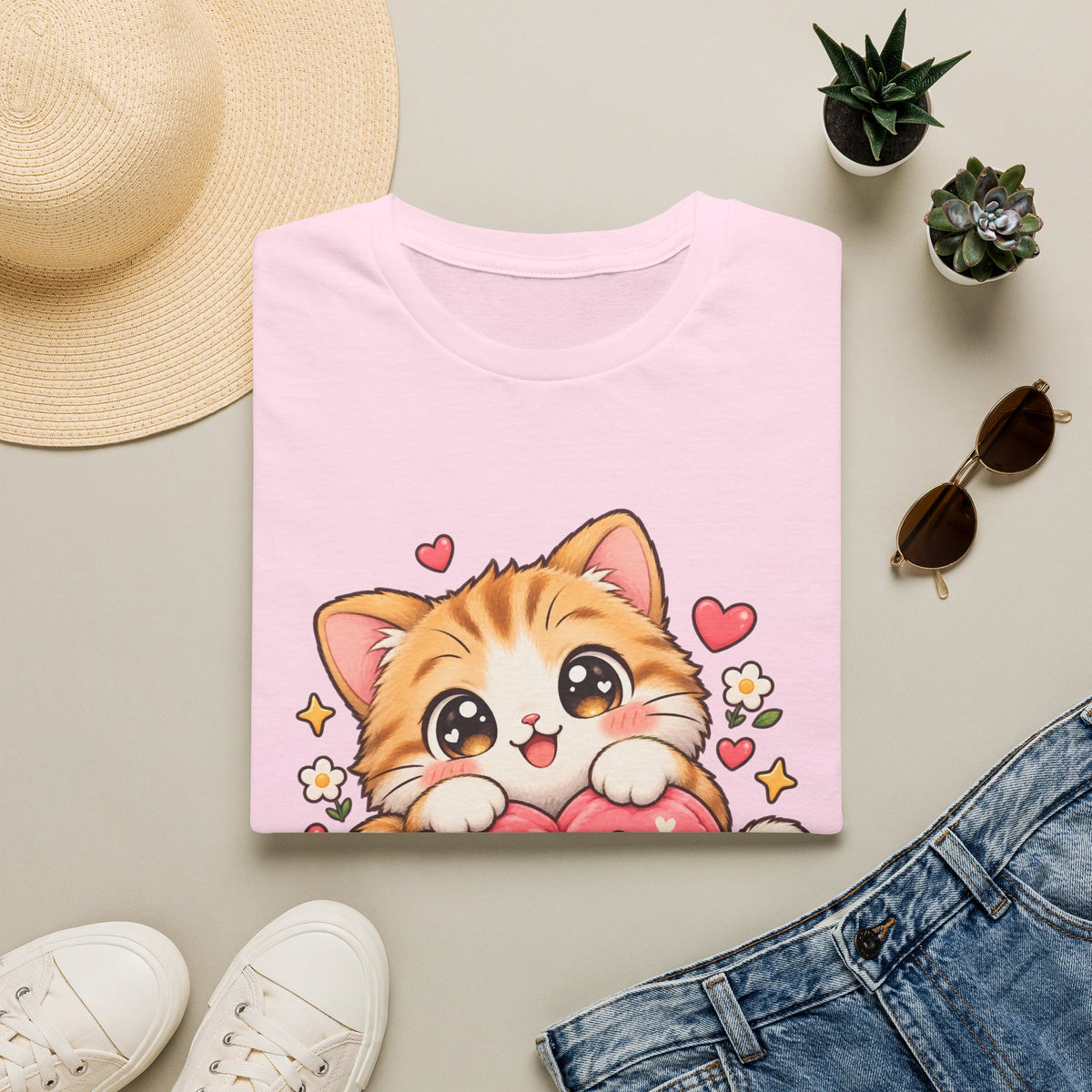 Cute Kitten "Hug Me" T-Shirt — Adorable Heart Cat Graphic Tee