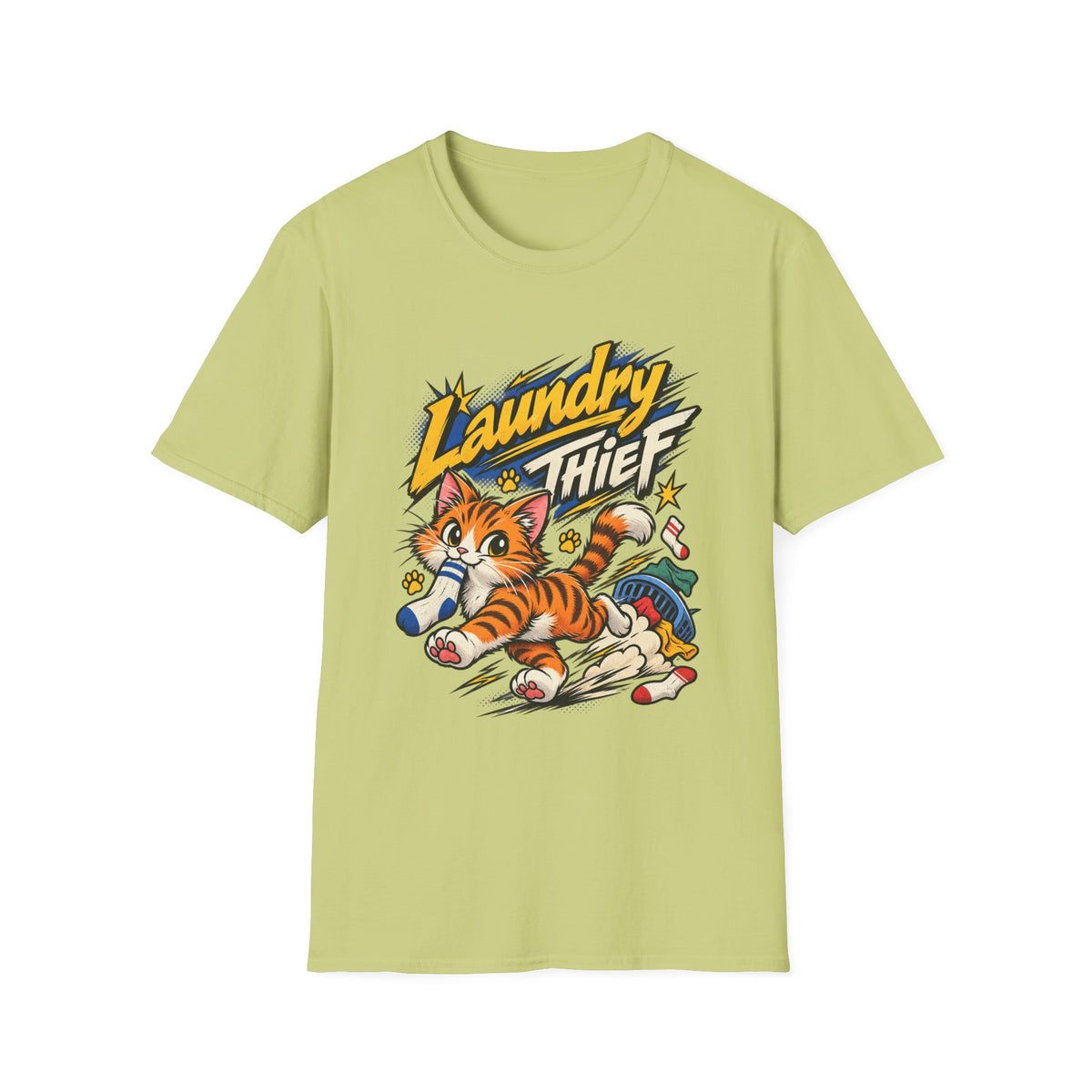 T-Shirt — 'Laundry Thief' Funny Cat Graphic Tee