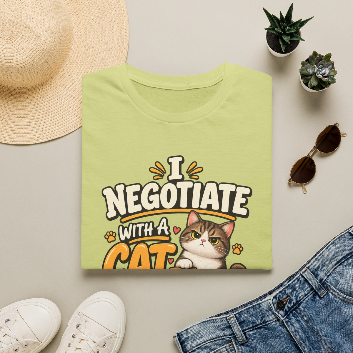 Cat Negotiator T-Shirt — "I Negotiate With A Cat For Treats Daily" Cute Cat Lover Tee