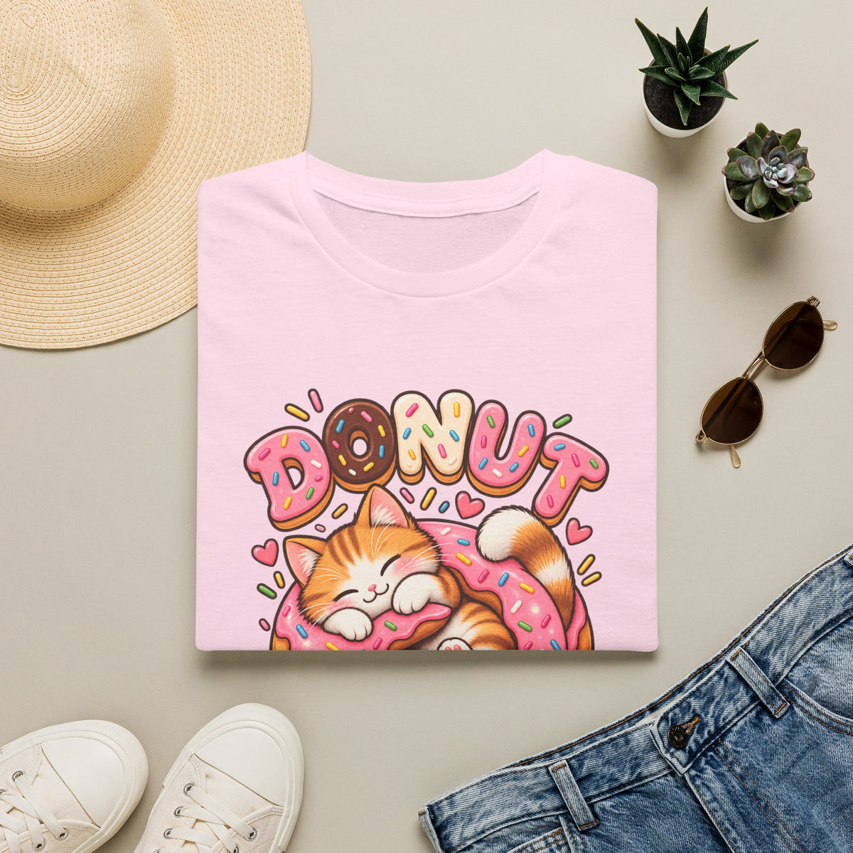 Donut Disturb Cat T-Shirt — Cute Sleeping Kitty Donut Graphic Tee