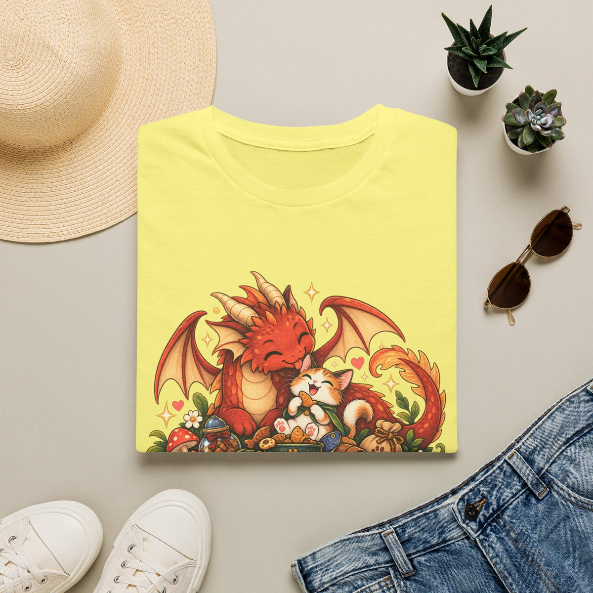 Dragon-Sized Appetite T-Shirt — Cute Dragon with Fox Comfort Tee