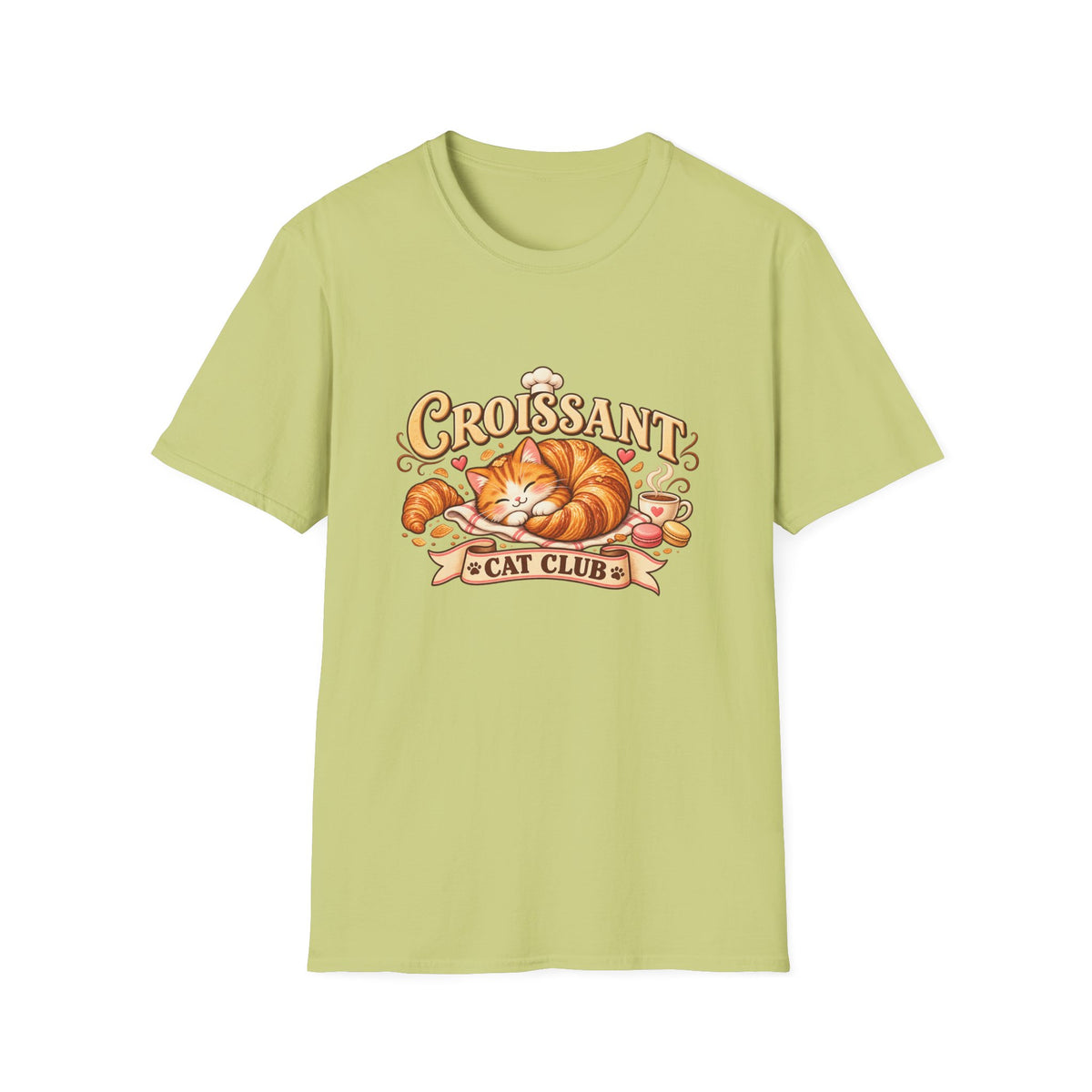 Croissant Cat T-Shirt — Cute Sleeping Cat ‘Croissant Cat Club’ Graphic Tee