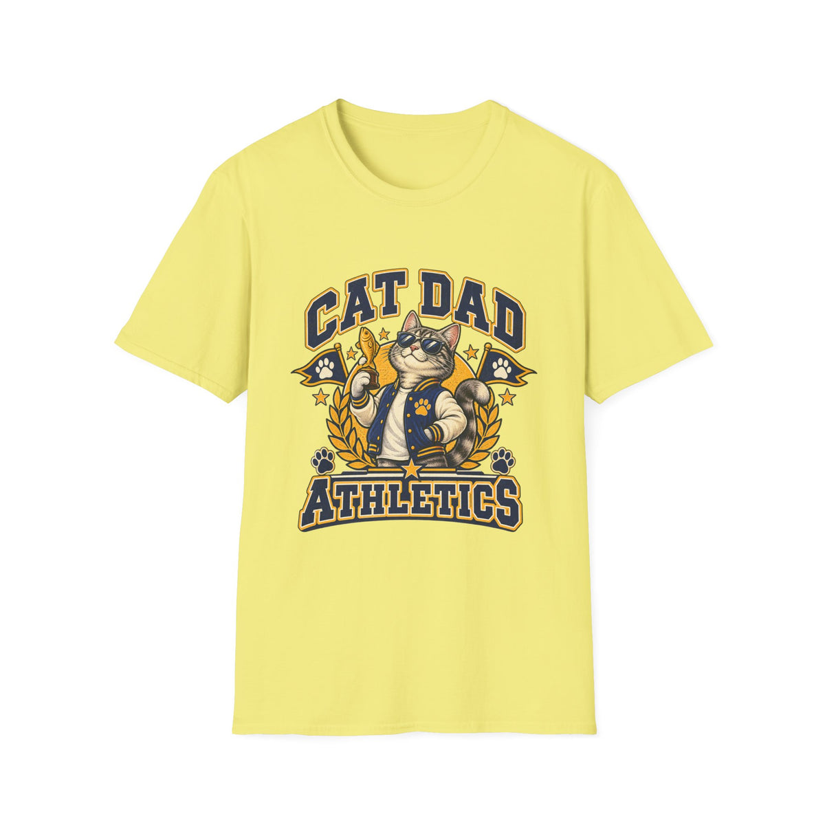 Cat Dad T-Shirt — Retro Athletic Cat Dad Graphic Tee