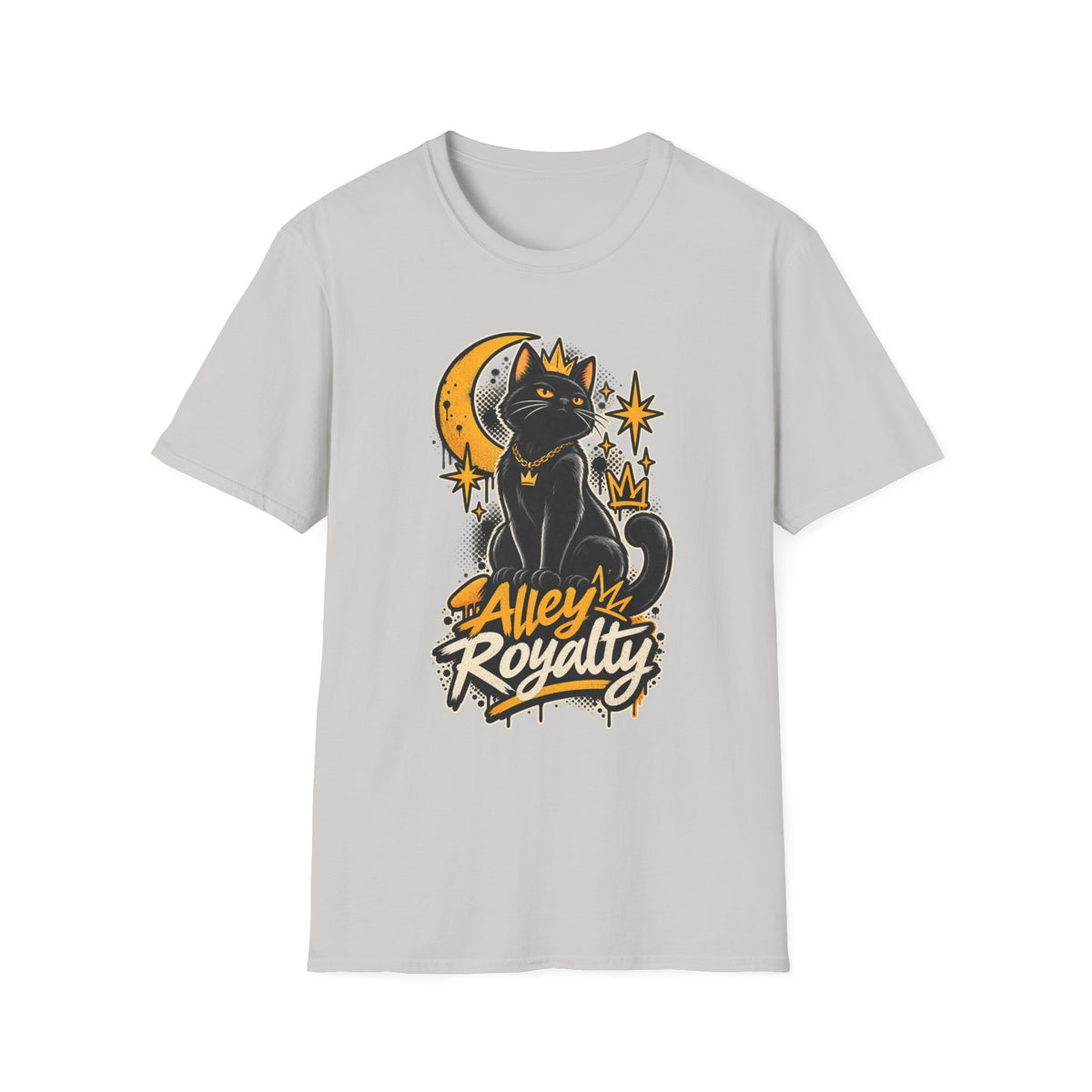 Alley Royalty T-Shirt — Black Cat Crown Moon Graphic Tee