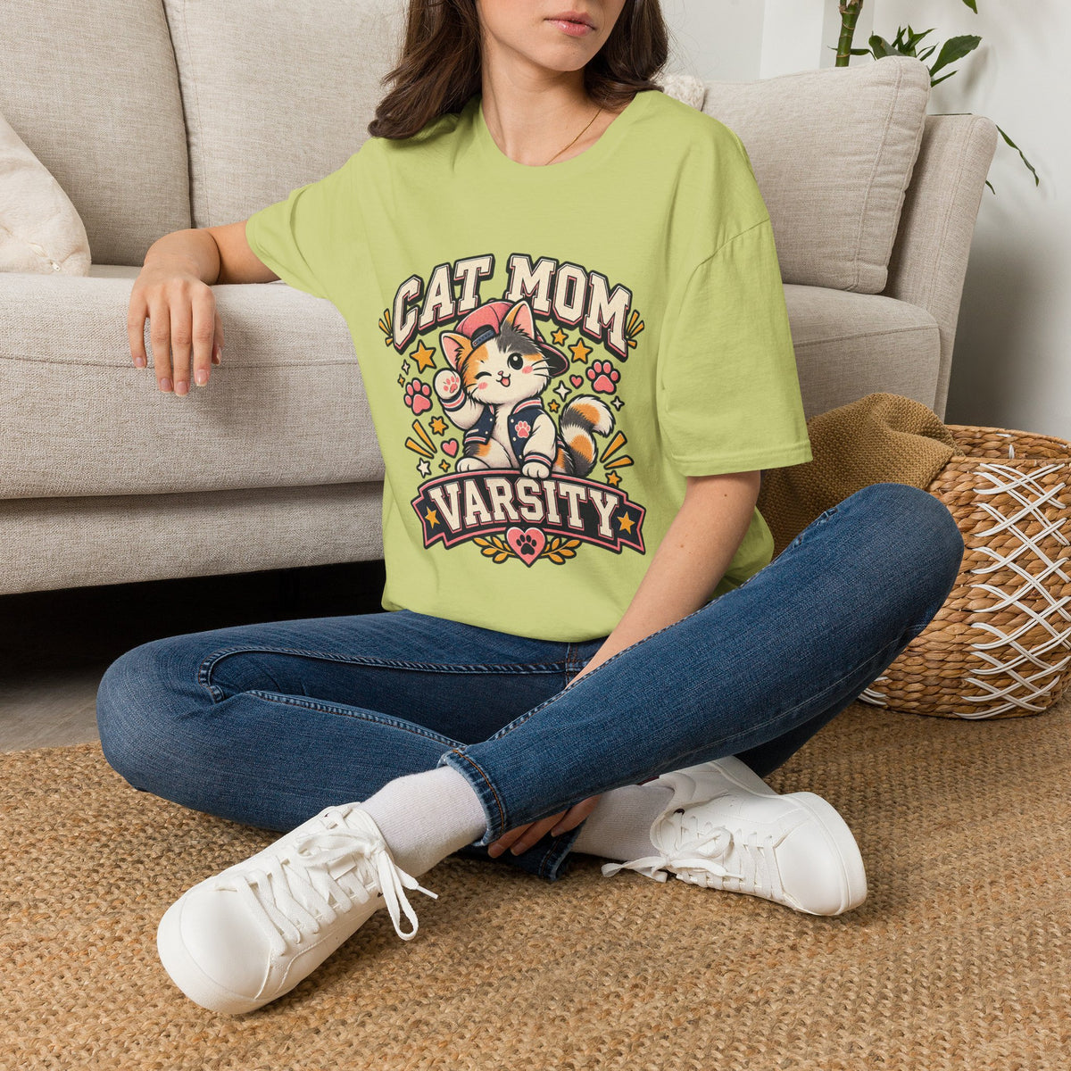 Cat Mom T-Shirt — Cute Varsity Kitten Graphic Tee for Cat Lovers
