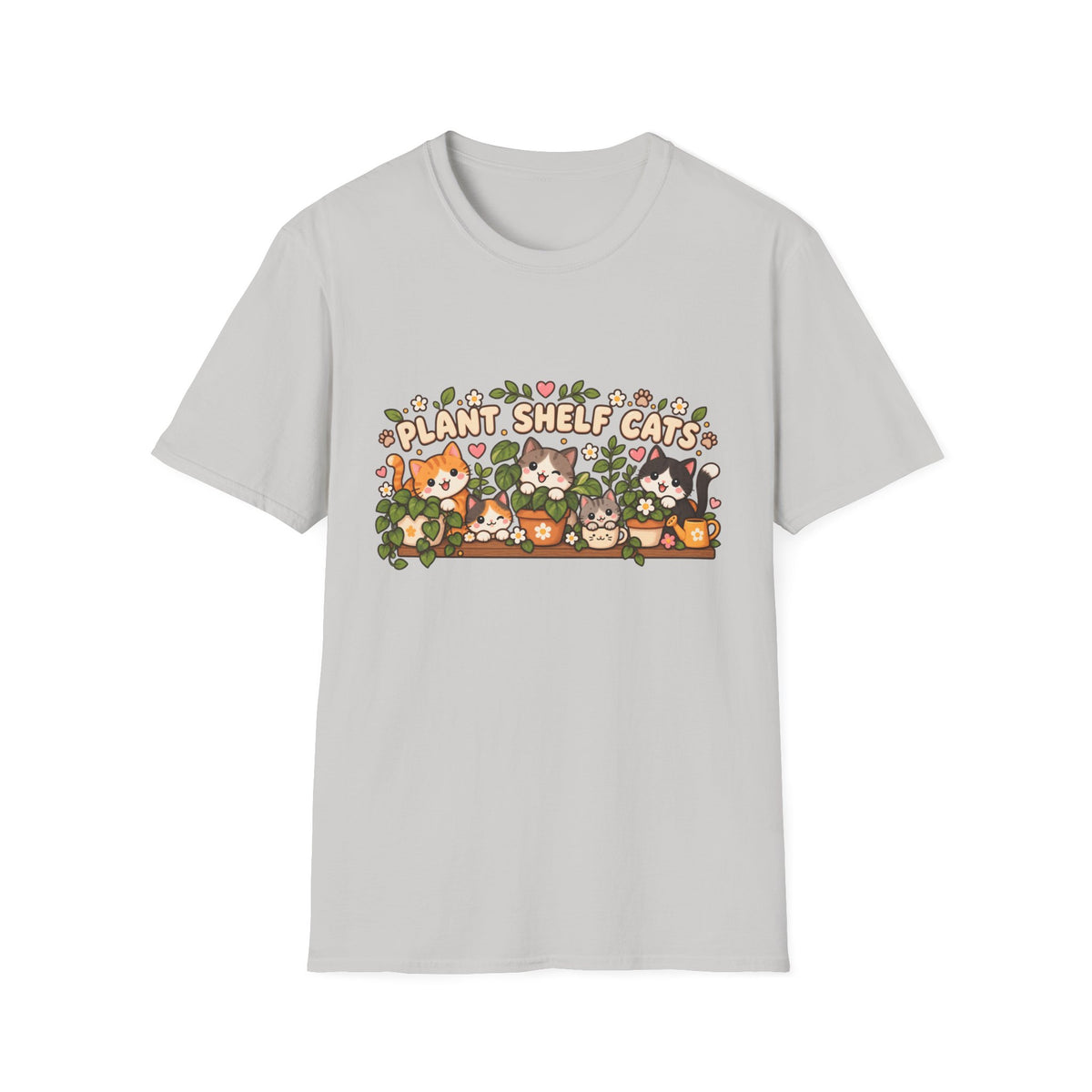 Plant Shelf Cats T-Shirt — Cute Houseplant & Cat Graphic Tee