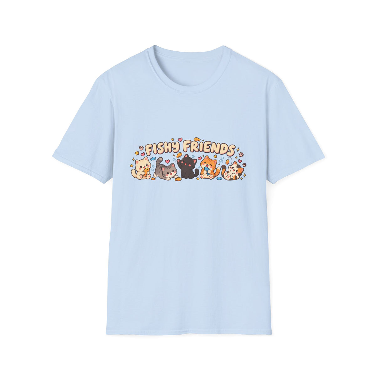 T-Shirt — Cute "Fishy Friends" Cat Graphic Tee | Kawaii Cat Lover Gift