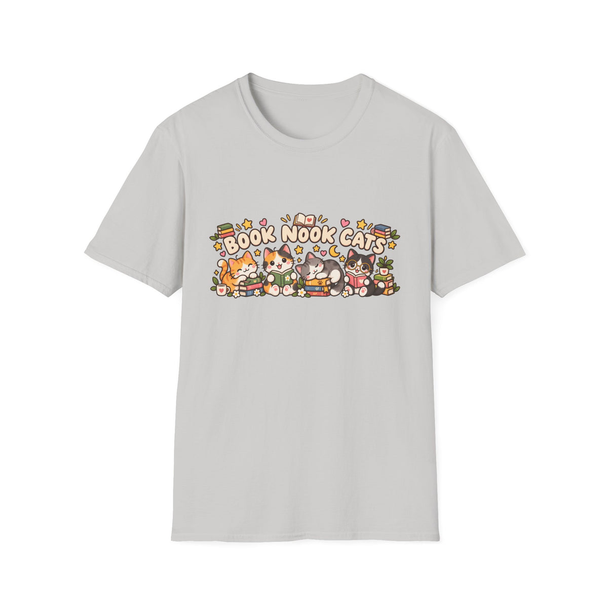 Book Nook Cats T-Shirt — Cute Reading Cat Graphic Tee for Book Lovers