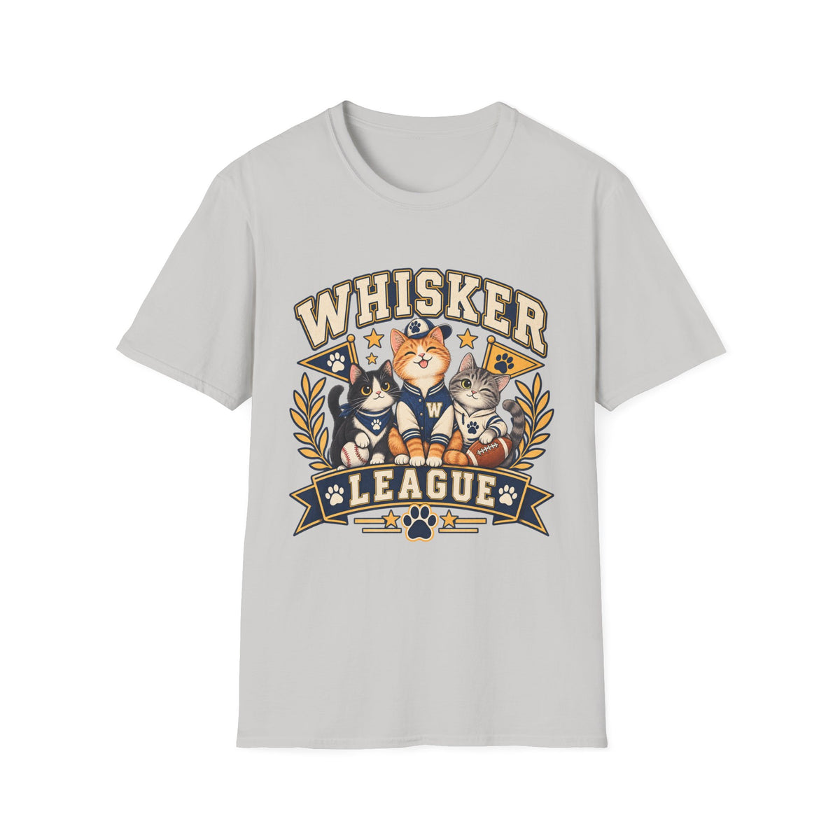 Whisker League Cat T-Shirt — Vintage Athletic Kitten Crew Tee
