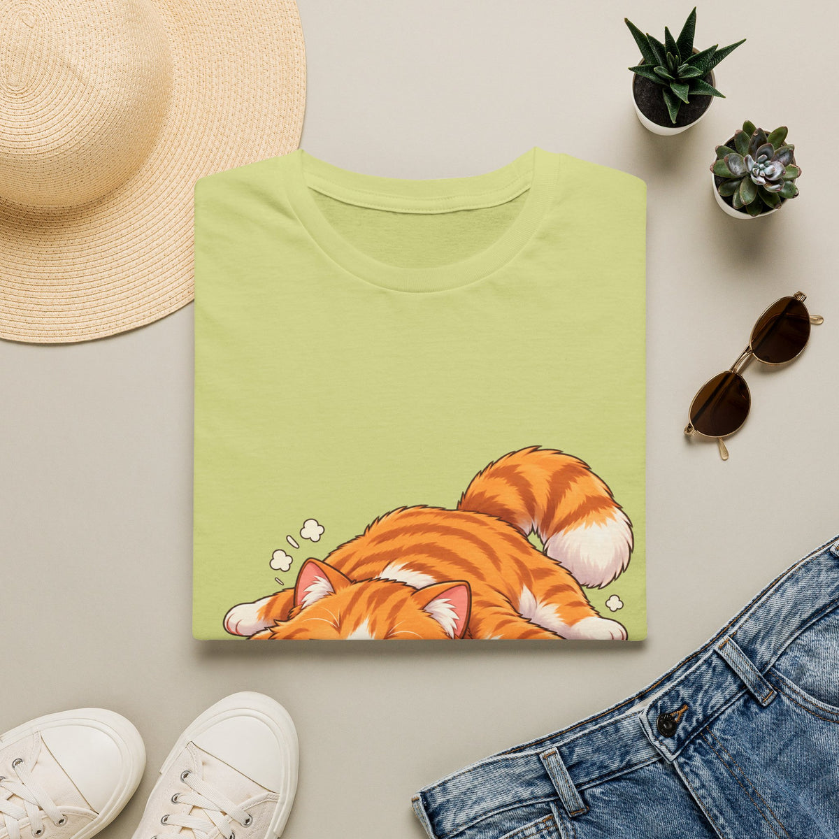Sleeping Ginger Cat T-Shirt — Cute Napping Kitty Tee