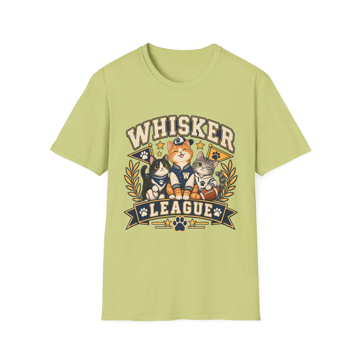 Whisker League Cat T-Shirt — Vintage Athletic Kitten Crew Tee