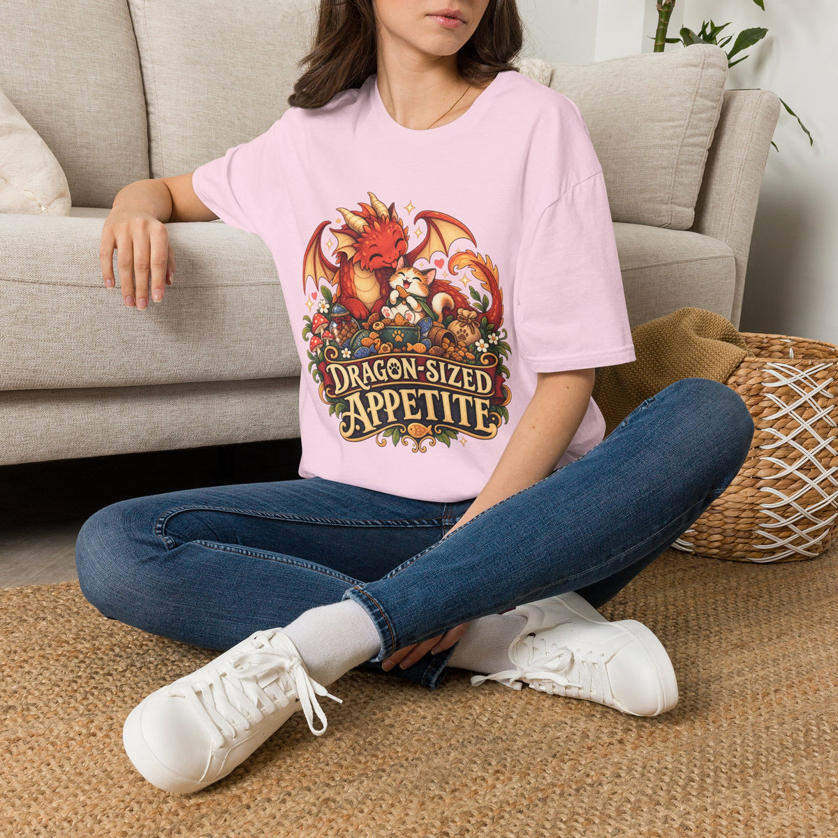 Dragon-Sized Appetite T-Shirt — Cute Dragon with Fox Comfort Tee