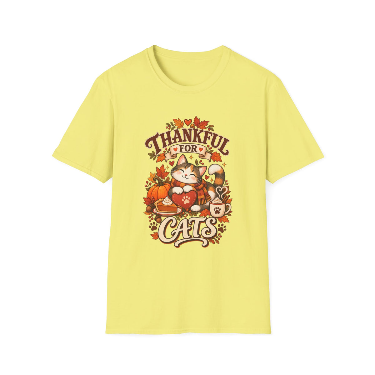 Thankful for Cats T-Shirt — Thanksgiving Fall Cat Lover Tee