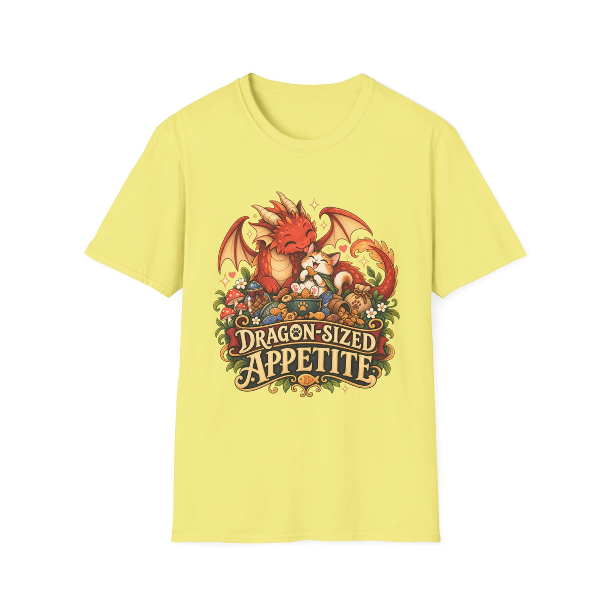 Dragon-Sized Appetite T-Shirt — Cute Dragon with Fox Comfort Tee
