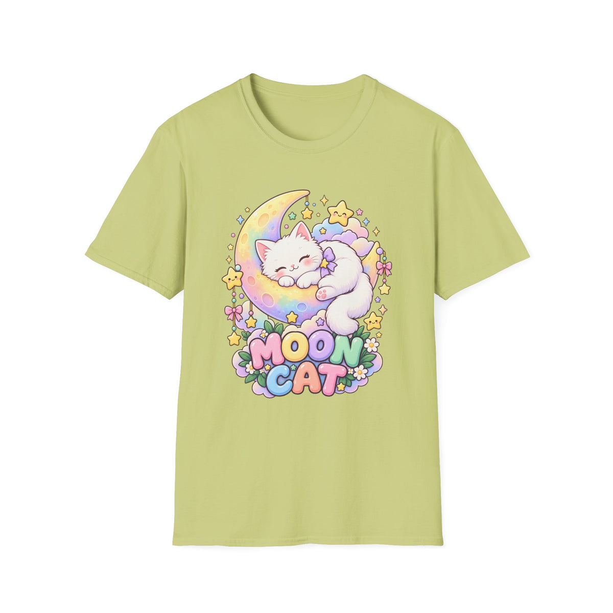 Moon Cat T-Shirt — Cute Sleeping Kitty on Crescent Moon