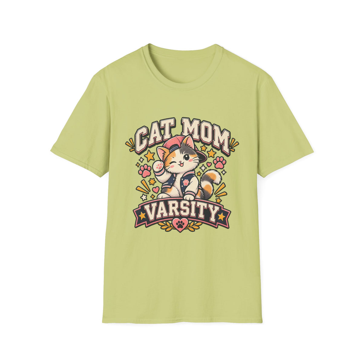 Cat Mom T-Shirt — Cute Varsity Kitten Graphic Tee for Cat Lovers